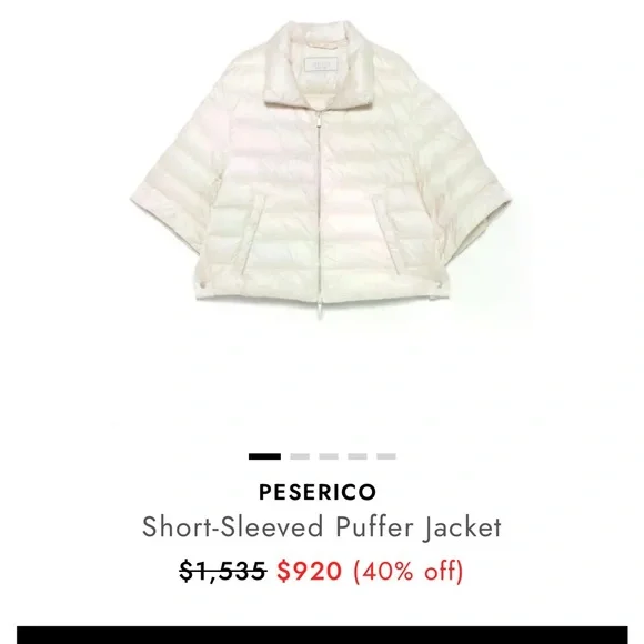 Peserico Cream Ecru Short-Sleeved Goose Down Puffer Jacket size 42 - Picture 3 of 13